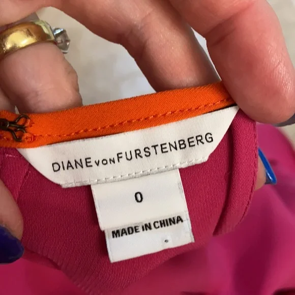 Like new DIANE VON FURSTENBERG KERA COMBO VIVID PINK ORANGE DRESS - Picture 16 of 16
